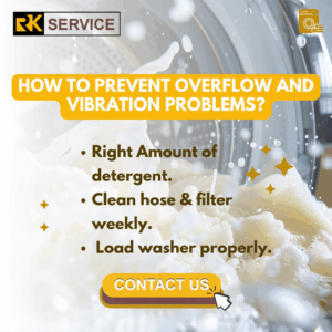 Prevent washing machine overflow and vibration issues